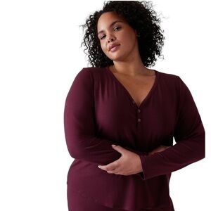 Athleta Nighttime bliss Sleep Henley Front Sleep Top Plus Size Nwot